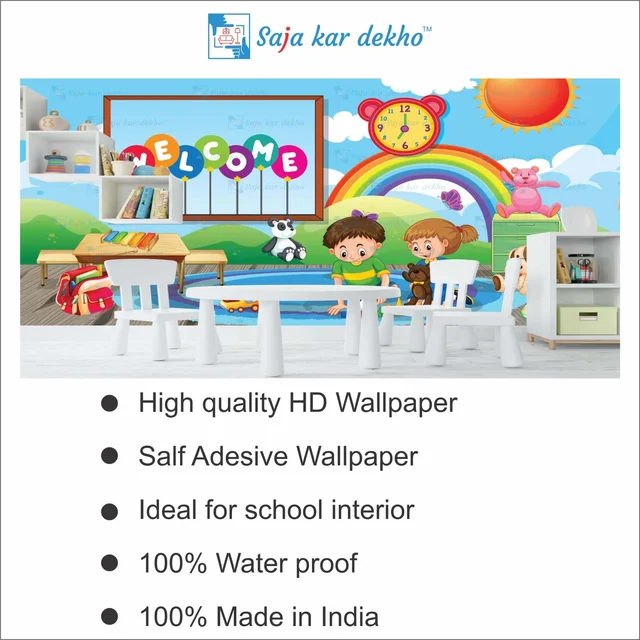 Saja kar dekho Wall Handing Wallpaper For Pre School | Picture High Quality Weather Resistant HD Wall Paper | 5 x 10 ft | - 5 x 10 ft