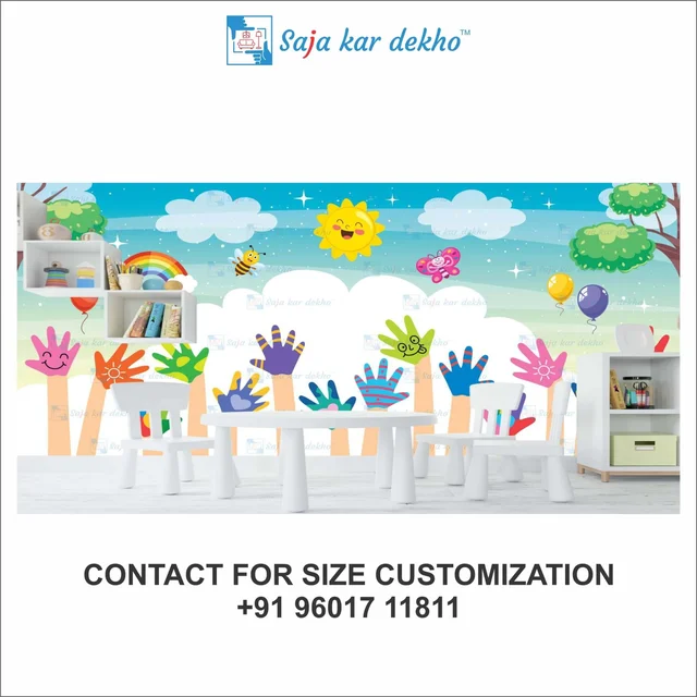 Saja kar dekho Wall Handing Wallpaper For Pre School | Picture High Quality Weather Resistant HD Wall Paper | 5 x 10 ft | - 5 x 10 ft