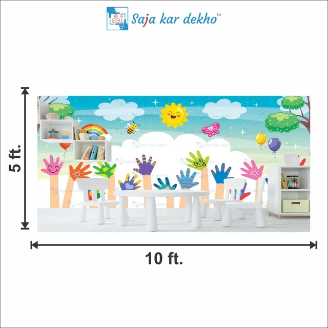 Saja kar dekho Wall Handing Wallpaper For Pre School | Picture High Quality Weather Resistant HD Wall Paper | 5 x 10 ft | - 5 x 10 ft