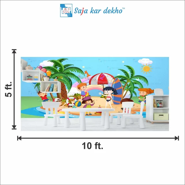 Saja kar dekho Wall Handing Wallpaper For Pre School | Picture High Quality Weather Resistant HD Wall Paper | 5 x 10 ft | - 5 x 10 ft