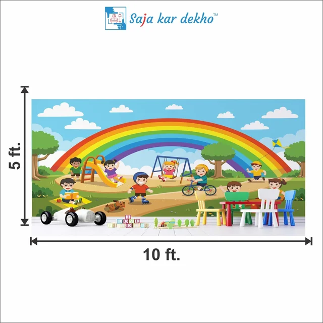 Saja kar dekho Wall Handing Wallpaper For Pre School | Picture High Quality Weather Resistant HD Wall Paper | 5 x 10 ft | - 5 x 10 ft