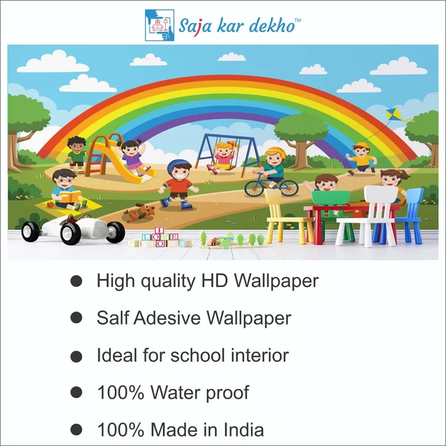 Saja kar dekho Wall Handing Wallpaper For Pre School | Picture High Quality Weather Resistant HD Wall Paper | 5 x 10 ft | - 5 x 10 ft