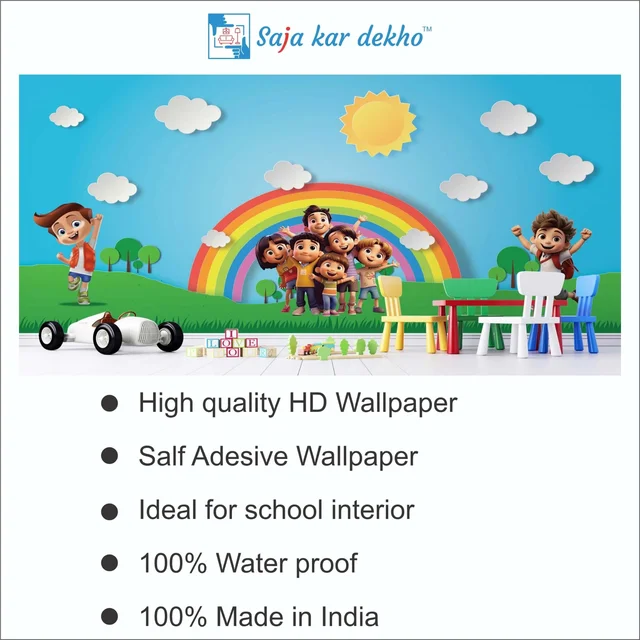 Saja kar dekho Wall Handing Wallpaper For Pre School | Picture High Quality Weather Resistant HD Wall Paper | 5 x 10 ft | - 5 x 10 ft