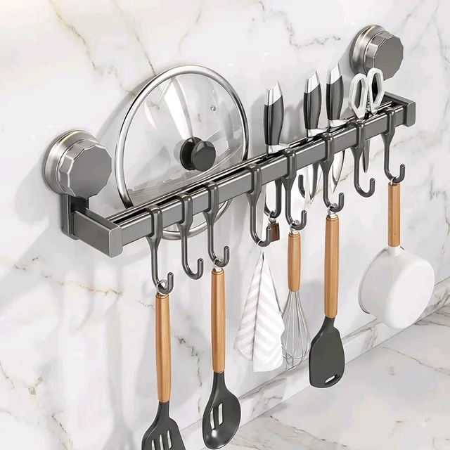 Rena Kitchen Rack 8 Hook Wall Mounted Storage Rack 