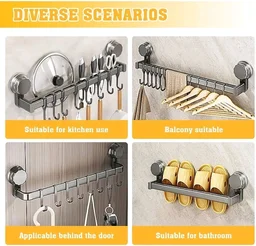 Rena Kitchen Rack 8 Hook Wall Mounted Storage Rack