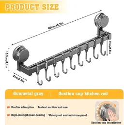 Rena Kitchen Rack 8 Hook Wall Mounted Storage Rack