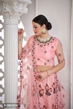 Women Net Semi Stitched Lehenga Choli