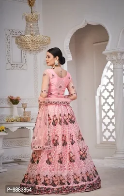 Women Net Semi Stitched Lehenga Choli