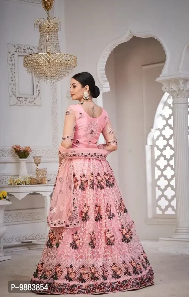 Women Net Semi Stitched Lehenga Choli