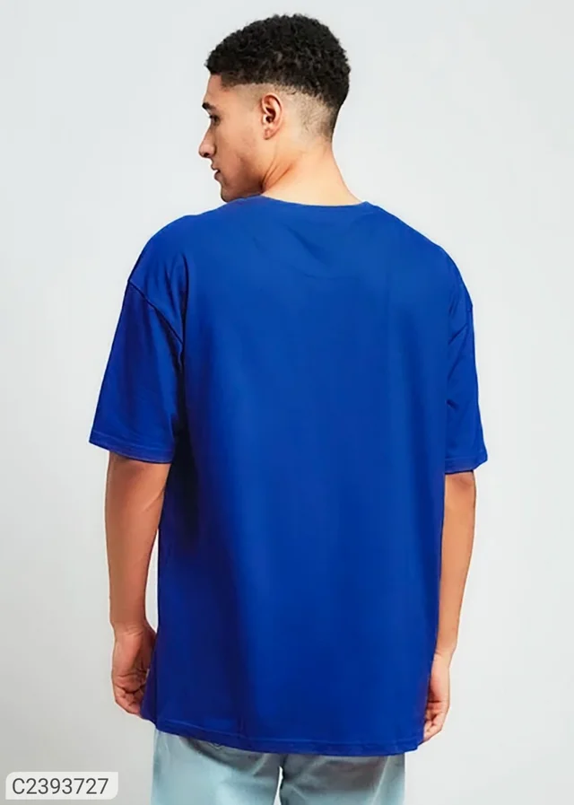Leotude Men's Printed Loose Fit Half Sleeve T-shirt - Blue, S