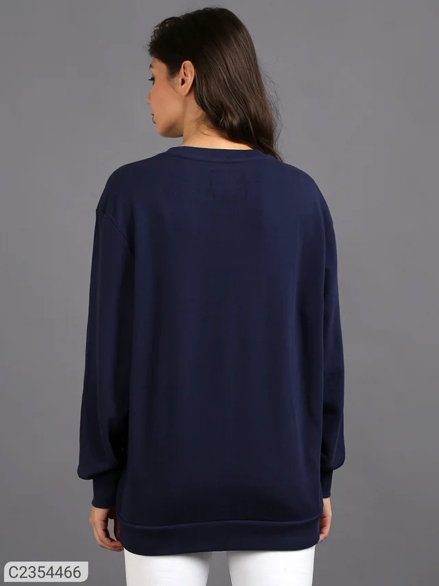 Ur Gear UrGear Women's Printed Round Neck Full Sleeve Casual T-shirt - Navy Blue, M