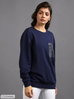 Ur Gear UrGear Women's Printed Round Neck Full Sleeve Casual T-shirt - Navy Blue, S