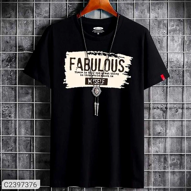 Mozzby Lifestyle Premium Cotton Half Sleeve Printed T-shirt for Men - Black, M