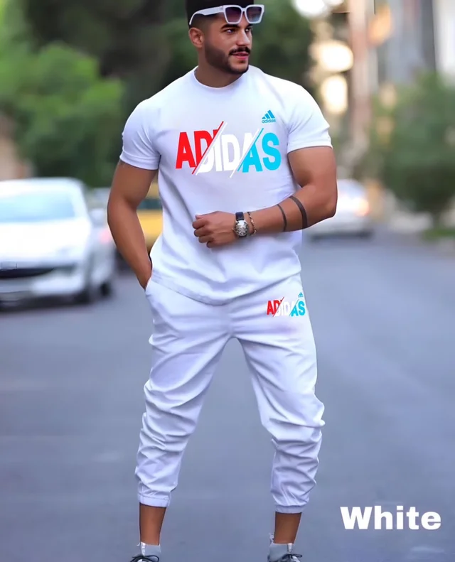 ADIDAS PREMIUM Quality Half Sleeves Tracksuit Hit Article - White, XXL