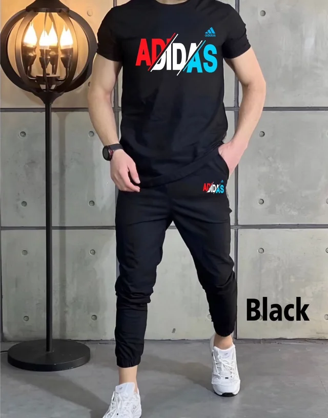 ADIDAS PREMIUM Quality Half Sleeves Tracksuit Hit Article - Black, XXL
