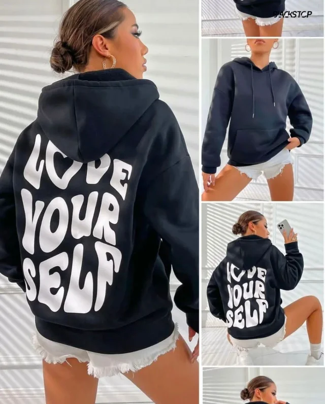 ZARA Branded Hoodie 280-300 GSM with Fleece For Girls - Black, XXL