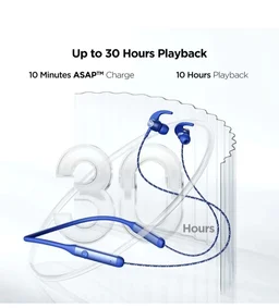boAt Rockerz 335 Bluetooth Wireless in Ear Earphones with Qualcomm Aptx CVC, Upto 30 Hours Playback, ASAP Charge, Signature Sound, Ipx5 and Btv5.0 with Mic (Blue Ocean) - Blue