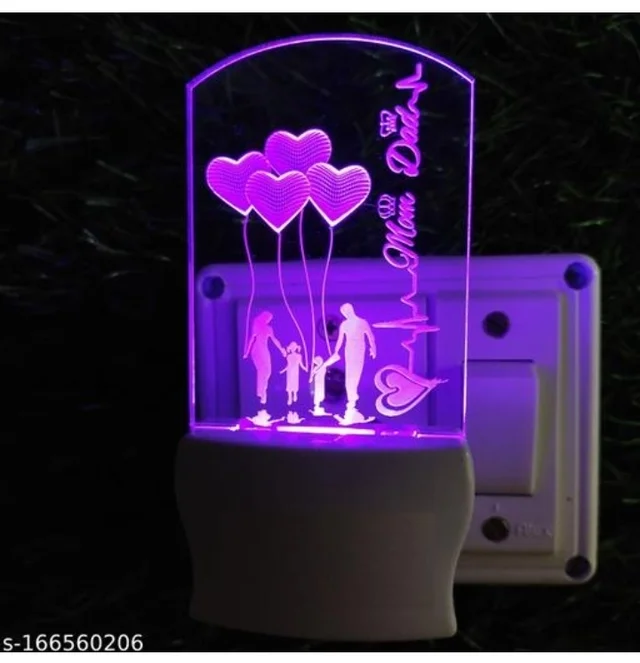 MOM DAD 3D ILLUSION LED NIGHT LIGHT WITH 7 LED COLOR CHANGING FOR BEDROOM DECORATION