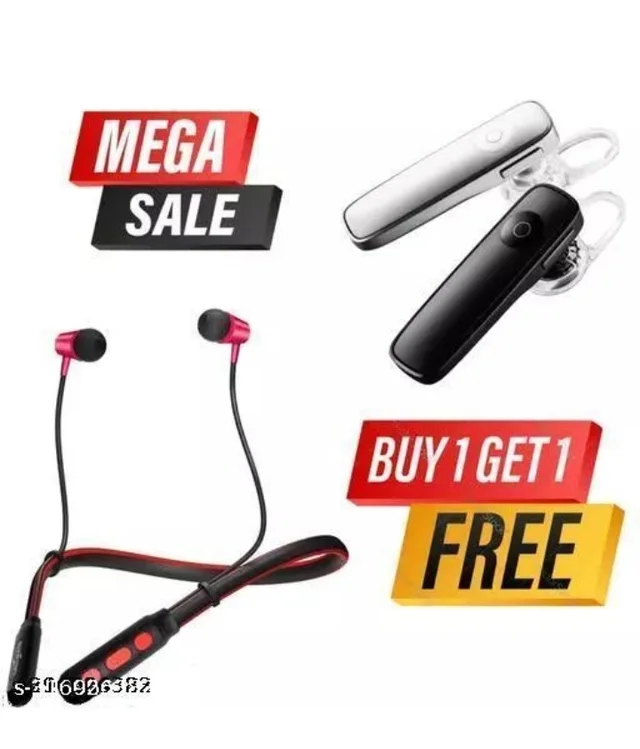 Latest B11 true wireless Bluetooth NECKBAND AND SINGLE Bluetooth BT EARBUD BLUETOOTH COMBO ( buy one get one free offer)