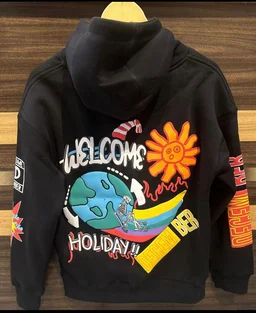 H & M H&M Branded Hoodie 280-300 GSM with Fleece - Black, 5XL