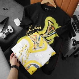 LoUis VuiTToN LoUiS VuiTToN Branded Tees 200 GSM Pure Cotton Heavy Quality - Black, XXL