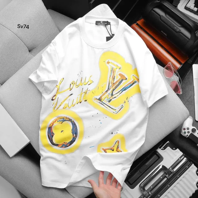 LoUis VuiTToN LoUiS VuiTToN Branded Tees 200 GSM Pure Cotton Heavy Quality - White, 5XL