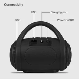 Zebronics ZEB-COUNTY 3W Wireless Bluetooth Portable Speaker With Supporting Carry Handle, USB, SD Card, AUX, FM & Call Function - Black