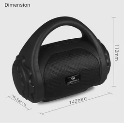 Zebronics ZEB-COUNTY 3W Wireless Bluetooth Portable Speaker With Supporting Carry Handle, USB, SD Card, AUX, FM & Call Function - Black