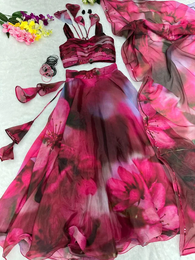 Pure Jimmy Organza Fabric Lehenga