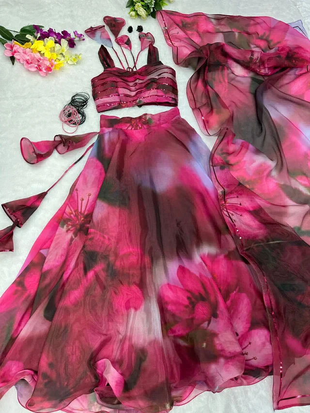 Pure Jimmy Organza Fabric Lehenga