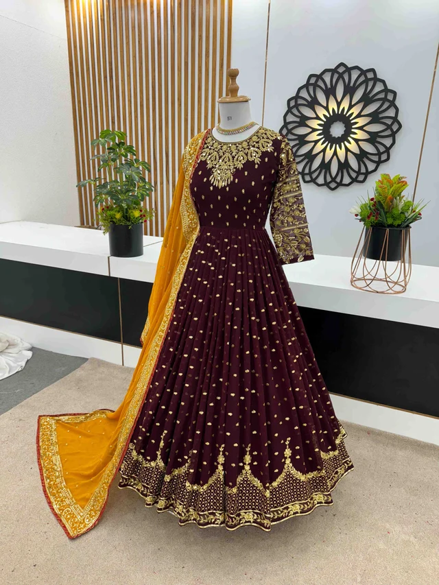 Goswami Traders Launching New Designer Party Wear Gown - Guardsman Red