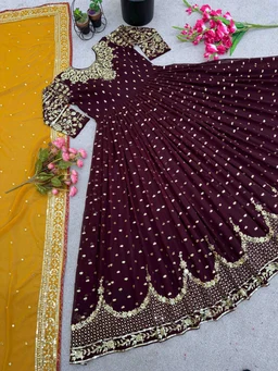 Goswami Traders Launching New Designer Party Wear Gown - Guardsman Red
