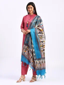 Goswami Traders Solid Pink Colour fully stitched ethnic set - Pink, L