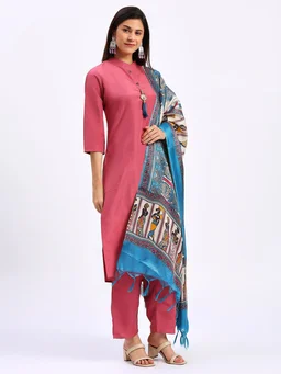 Goswami Traders Solid Pink Colour fully stitched ethnic set - Pink, XXL