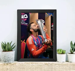 Virat Kohli T20 Worldcup India Cricket Team Poster Framed