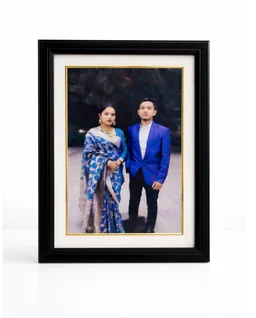 10x14 Size Customised Photo Frame | Premium Black Frame | Personalized Couple Portrait | Wall & Table Display