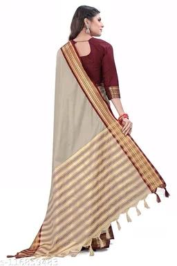Upstyle Mira Pattu Cotton Silk Saree with Blouse Piece - Free Size, Heathered Gray