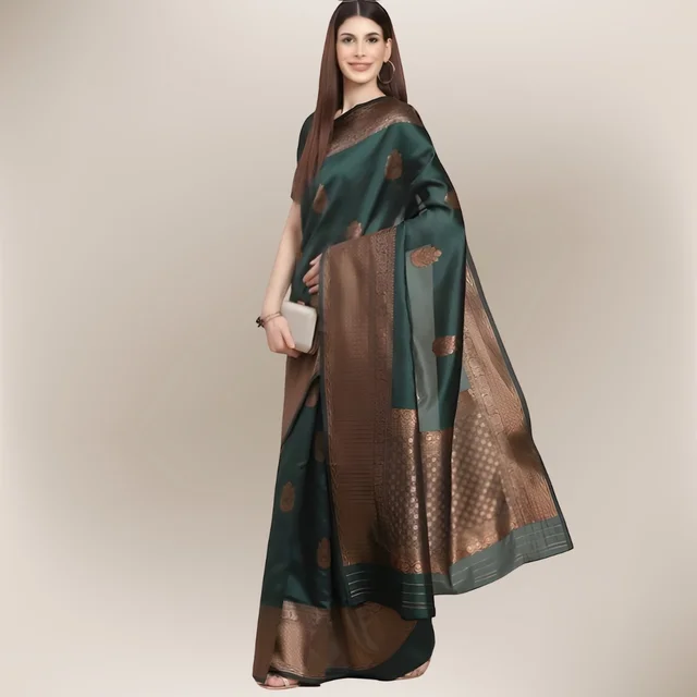 upstyle Soft Lichi Silk Saree kanjivaram Banarasi Silk Saree With Blouse
