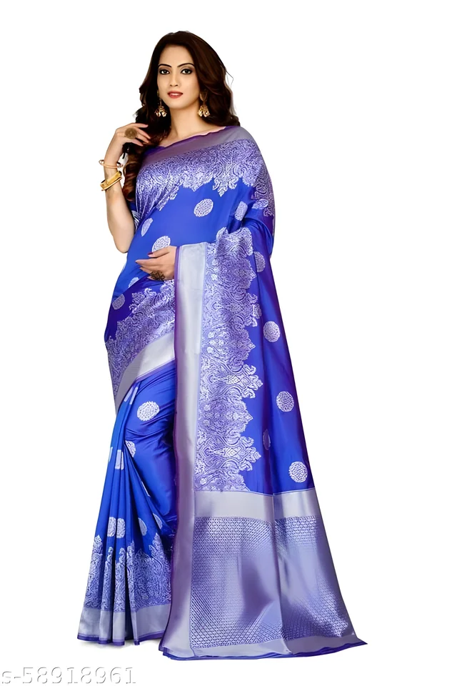 Banarasi Silk Jacquard Saree With Blouse Saree Fabric: Banarasi Silk - Cerulean Blue