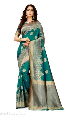Banarasi Silk Jacquard Saree With Blouse Saree Fabric: Banarasi Silk - Free size, Red Orange