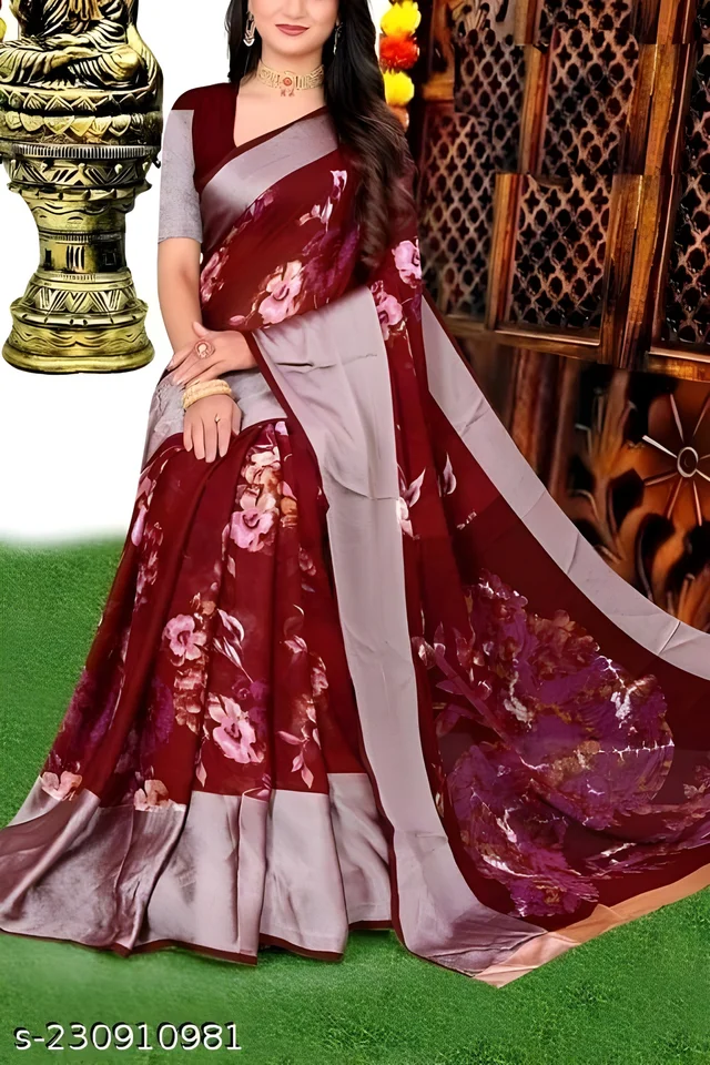 Name:Myra Graceful Sarees Saree Fabric: Chiffon - Fuzzy Wuzzy Brown