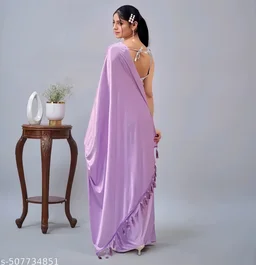 Party wear saree Saree For Women shaadi collection saree Latest Sarees Purple Saree - Free, FREE