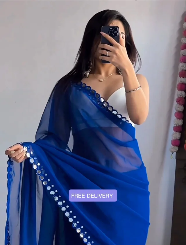 NEW FENCY GEORGETTE CUT WORK SAREE - FREE
