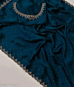 chiffon satin silk saree diamond siroski work - FREE SIZE, FREE