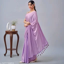 Party wear saree Saree For Women shaadi collection saree Latest Sarees Purple Saree - Free, FREE
