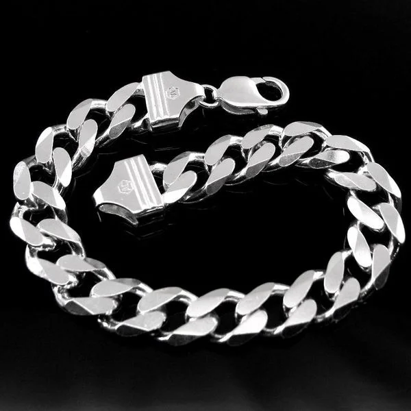 Bharat jewellers 92.5% Hallmark Sterling Silver Mens Bracelets - 11 Grams