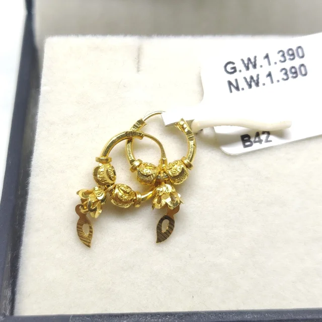 22KT HUID HALLMARK GOLD BALI EARRING - 1.39 GRAMS