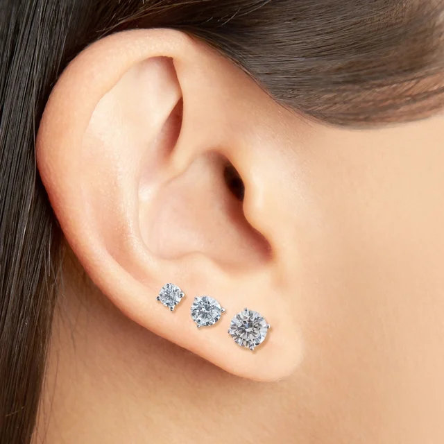 Silver Stud Earrings With sparkling zircons (Unisex) - 92.5% STERLING SILVER