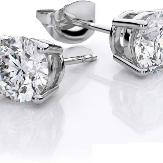 Silver Stud Earrings With sparkling zircons (Unisex) - 92.5% STERLING SILVER