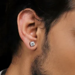 Silver Stud Earrings With sparkling zircons (Unisex) - 92.5% STERLING SILVER